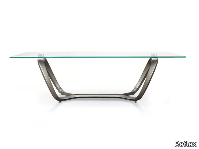 SEGNO - Rectangular glass dining table _ Reflex