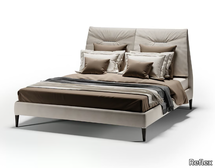 SOFT - Leather bed with high headboard _ Reflex