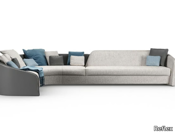 STRATUM - Corner modular leather and fabric sofa with removable cover _ Reflex