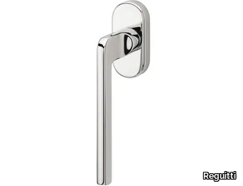 Q-10 - DK brass window handle on rose _ Reguitti