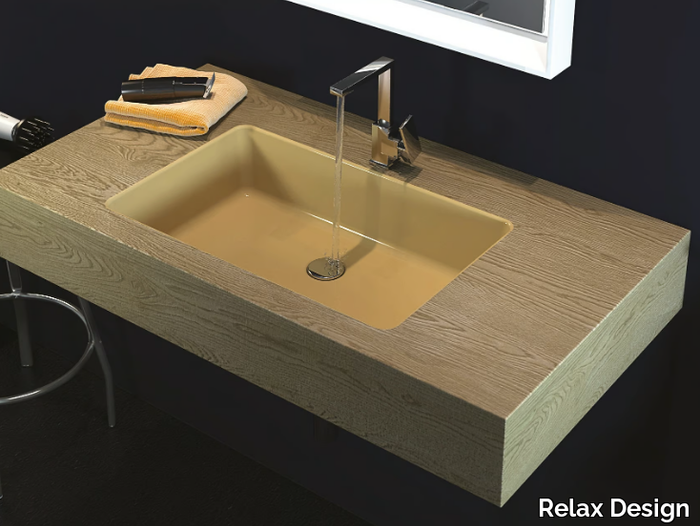 BIG-L - Wall-mounted composite material washbasin _ Relax Design