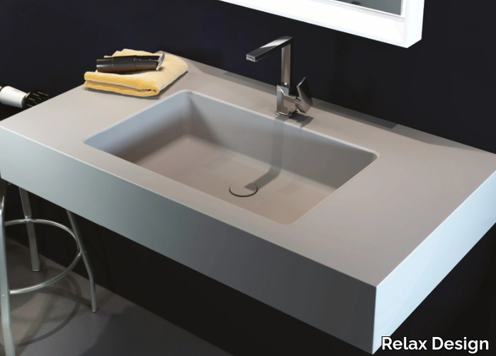 BIG SOLID-L - Wall-mounted single Luxolid® washbasin _ Relax Design