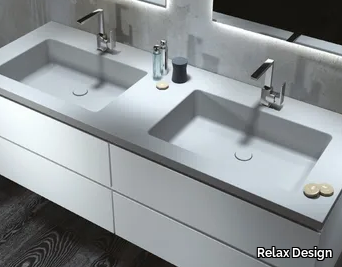 SLIM SOLID-L - Inset double Luxolid® washbasin _ Relax Design