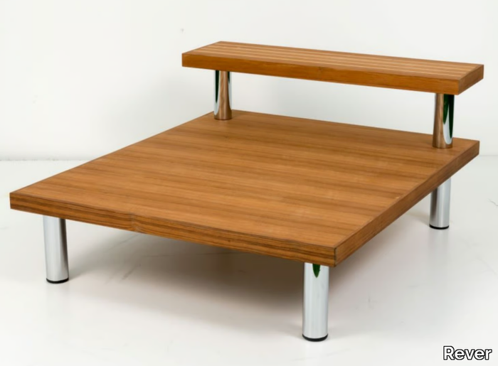 OCEANO - Low teak and steel garden side table _ Rever