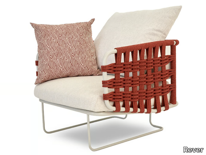 NIDO - Sled base fabric garden armchair with armrests _ Rever