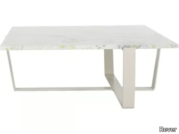 VIAREGGIO - Low marble and steel garden side table _ Rever