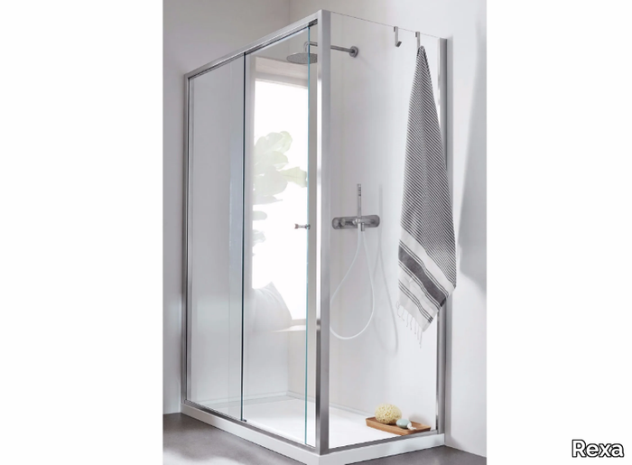 Corner Shower Enclosure - Sliding door - Corner Shower Enclosure with sliding door _ Rexa