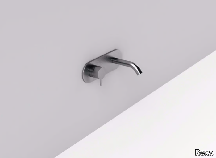 MAE - Wall-mounted stainless steel washbasin mixer with plate _ Rexa