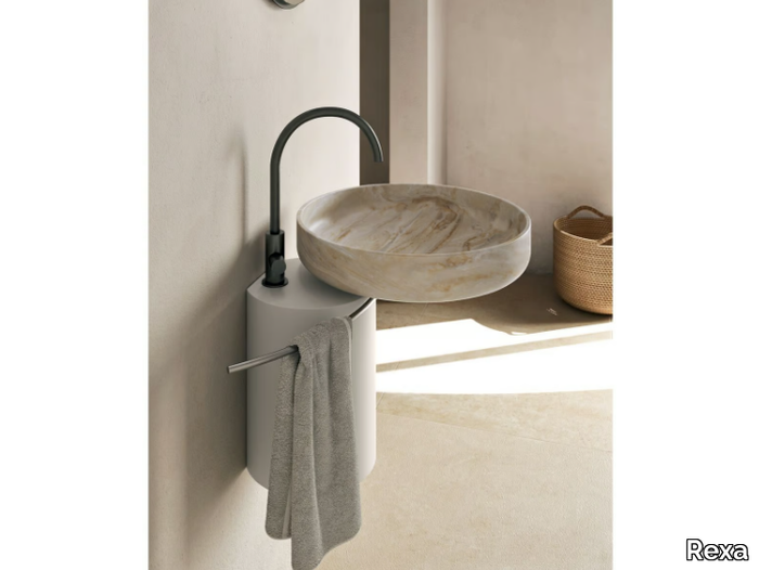 O_O - Wall-mounted marble washbasin _ Rexa