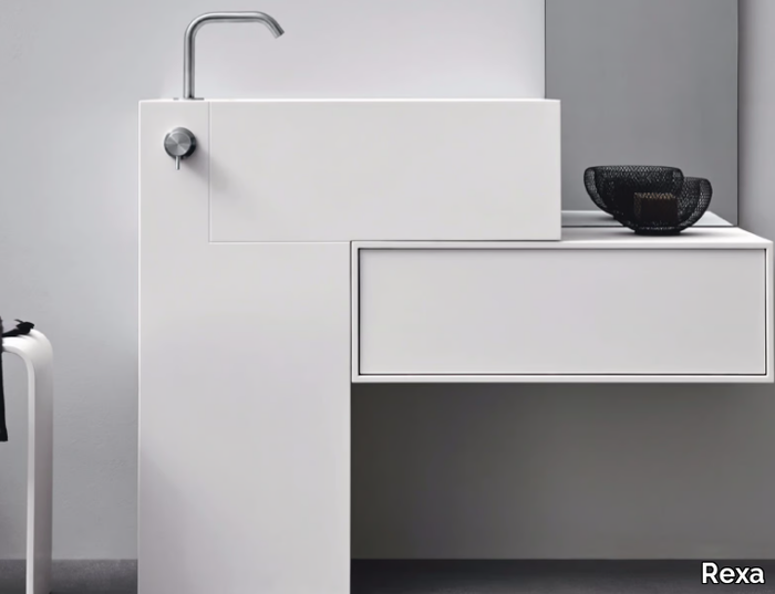 ARGO - Rectangular Corian® washbasin with drawers _ Rexa