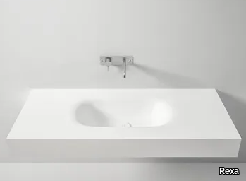 TERMOFORMATO - Wall-mounted Corian® washbasin with integrated countertop _ Rexa