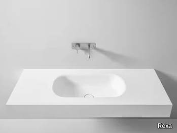 HAMMAM - Wall-mounted Korakril™ washbasin with integrated countertop _ Rexa