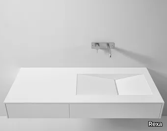 D_TAGLIO - Wall-mounted Corian® washbasin with drawers _ Rexa