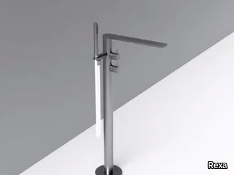 MAE - Floor standing stainless steel bathtub mixer with hand shower _ Rexa