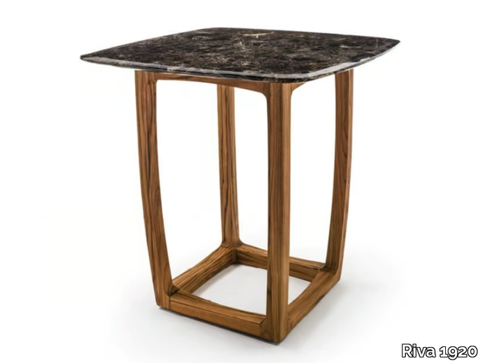 BUNGALOW BAR - Square garden table with teak base and marble top _ Riva 1920