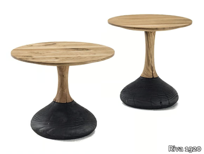 DECANT - Round high side table in oak and cedar solid wood _ Riva 1920