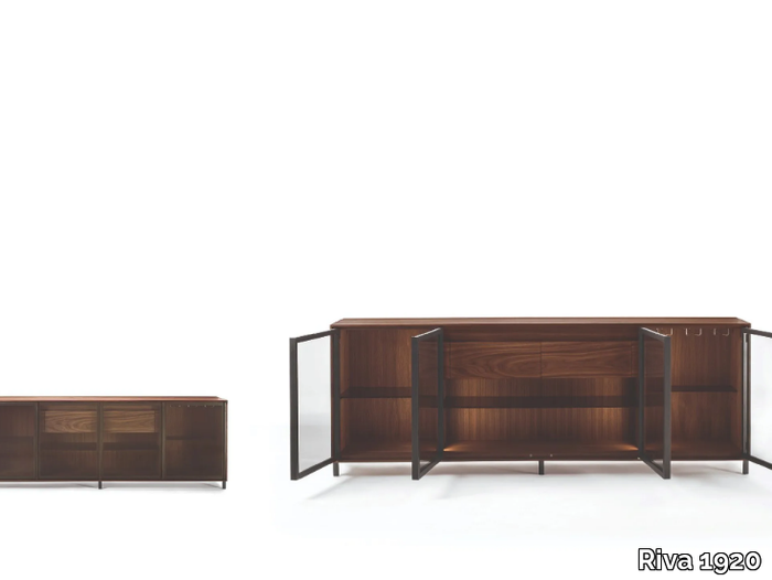 PANDORA GLASS - Multifunctional storage unit in blockboard with glass doors _ Riva 1920