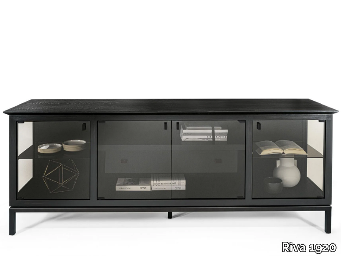 ADA 1.0 - Solid wood sideboard with glass doors and sides _ Riva 1920