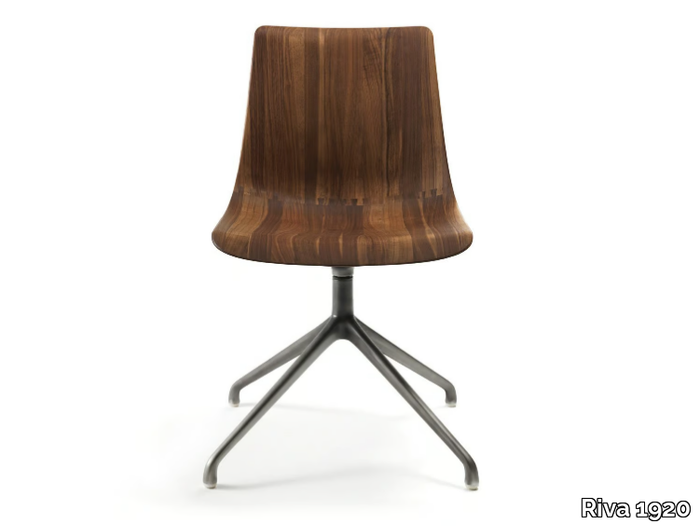 MATERIA - Swivel trestle-based solid wood chair _ Riva 1920