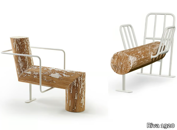 ANTI-COMFORT LEI & LUI - Seating element in solid Briccola wood with iron frame _ Riva 1920