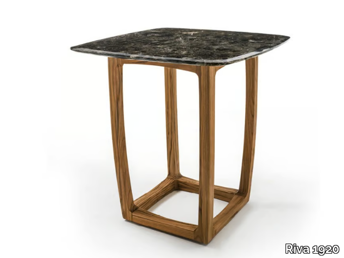 BUNGALOW BAR TABLE MARBLE - Square dining table with marble top and solid wood top _ Riva 1920