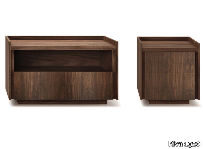 Revo - Rectangular wooden bedside table with drawers _ Riva 1920