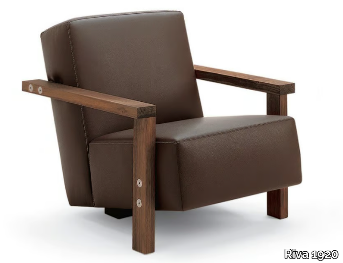 BERBENA - Leather easy chair with armrests _ Riva 1920