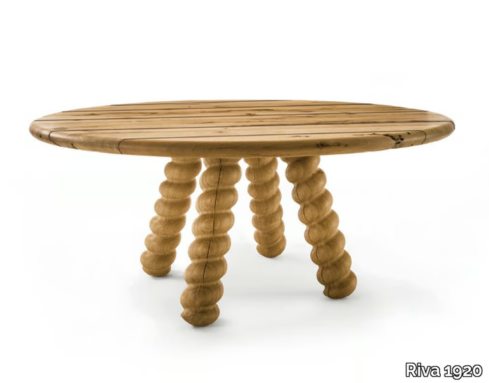 BRIC - Round solid briccola wood table _ Riva 1920