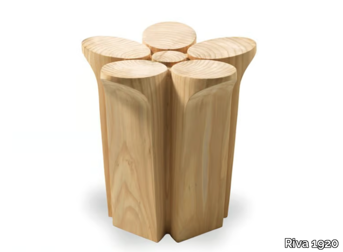 FIORE - Low solid cedar wood stool _ Riva 1920