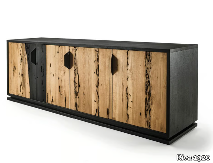 FIRE LOW - Lowboard in solid wood and blockboard with doors _ Riva 1920