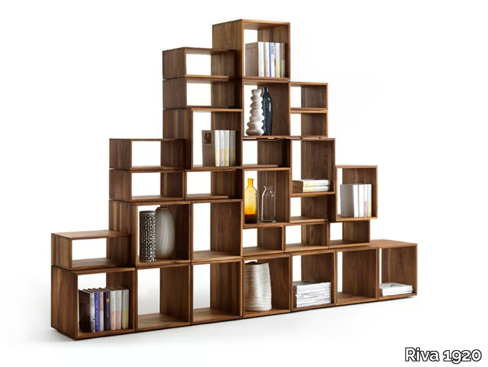 FREEDOM - Open sectional solid wood bookcase _ Riva 1920