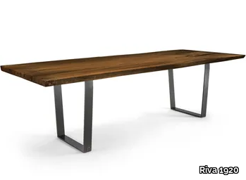 D.T. TABLE PLANK - Rectangular dining table with solid wood top and iron base _ Riva 1920