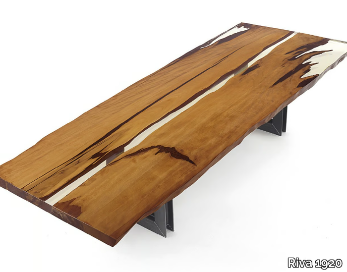 KAURI BEAM - Rectangular table with Kauri solid wood and iron base _ Riva 1920