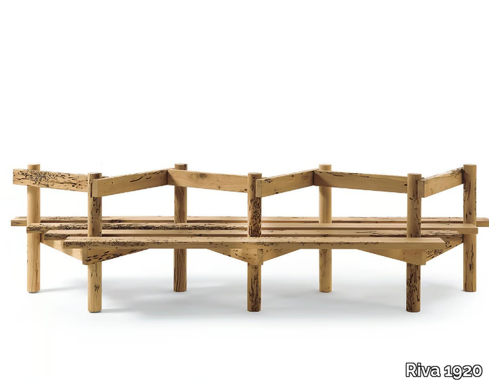 PALIZZATA - Briccola wood bench with back _ Riva 1920