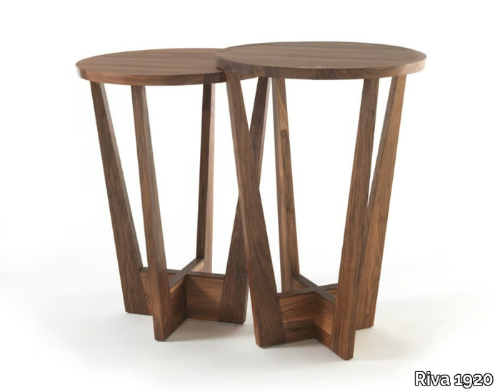 PARLA BIG & SMALL - Round solid wood high table _ Riva 1920