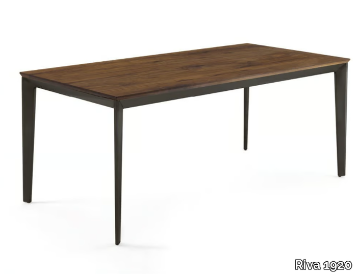 PRIME WOOD FIX - Rectangular table with solid wood top and iron base _ Riva 1920