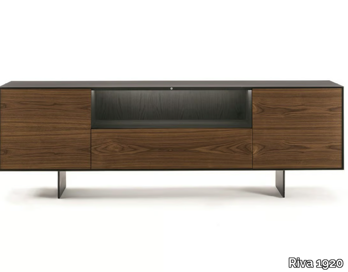 RIALTO FLY OPEN - Solid wood and blockboard sideboard with iron frame _ Riva 1920