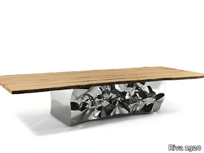 RIFLESSI IN LAGUNA - Rectangular table with briccola top and steel base _ Riva 1920