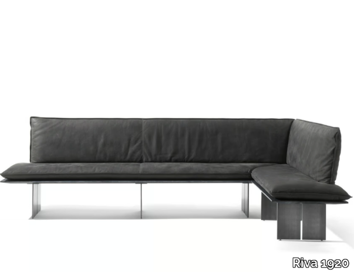 SEQUOIA - Upholstered corner leather bench with back _ Riva 1920