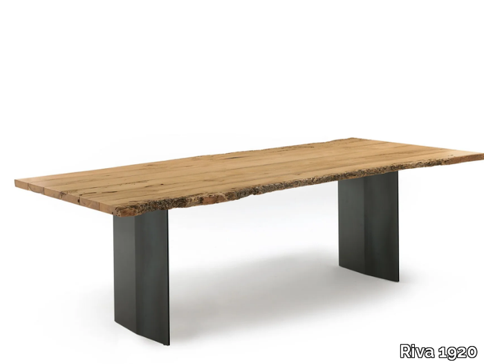 SKY-NATURA BRICCOLA - Rectangular table with briccola wood top and iron base _ Riva 1920