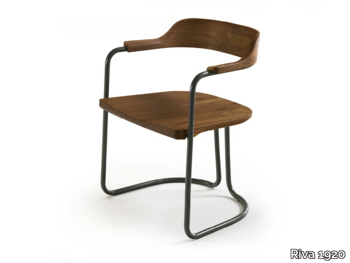 TUBULAR - Solid wood chair with armrests _ Riva 1920