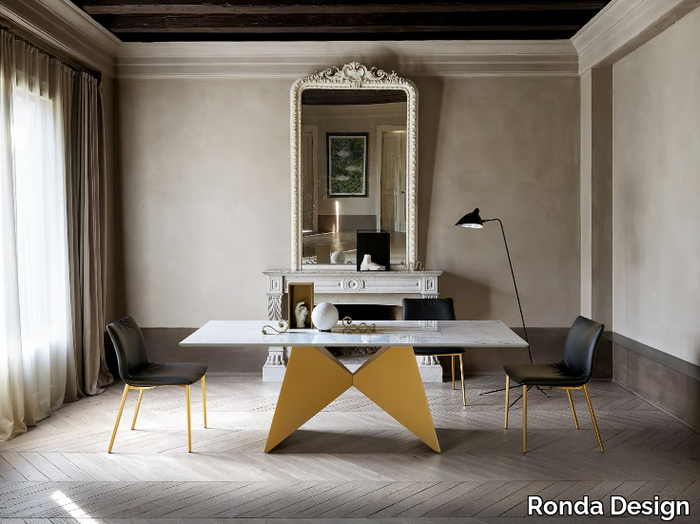 GEMINI - Wooden dining table with metal base _ Ronda Design