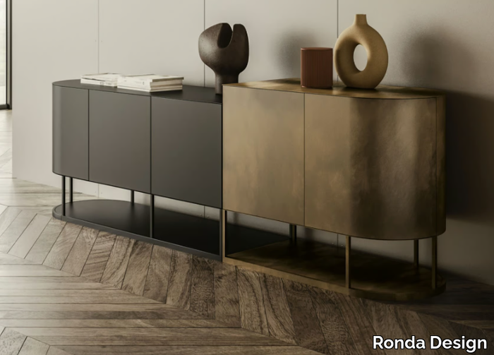 BIKRAM - Double-sided metal and wooden sideboard with doors _ Ronda Design