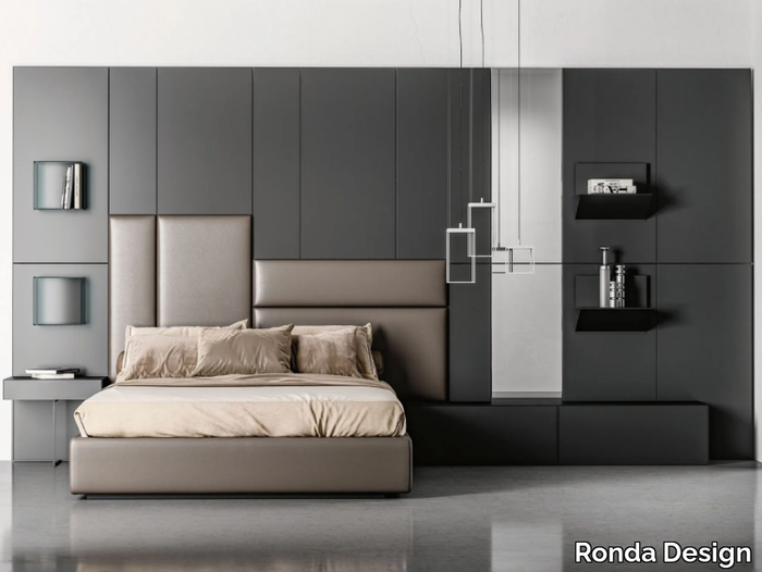 BOUNCE - Upholstered leather headboard for double bed _ Ronda Design