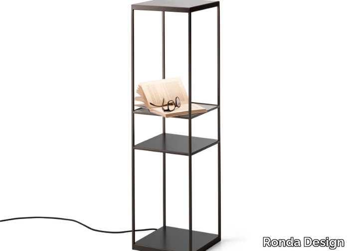 PIVOT - LED painted metal floor lamp with shelf _ Ronda Design