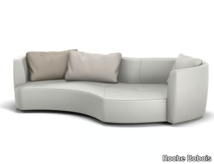 TANGRAM - 3 seater curved leather sofa _ Roche Bobois