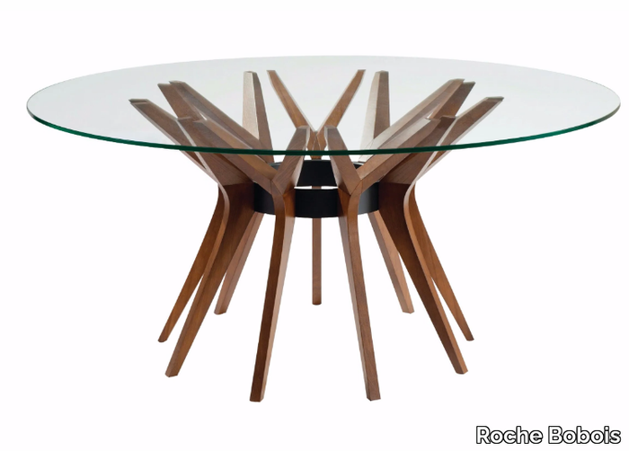 ASTER - Round wood and glass table _ Roche Bobois