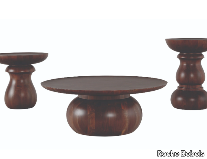 CHESS - Round acacia coffee table _ Roche Bobois