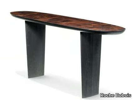 PATCHWORK - Oval solid wood console table _ Roche Bobois