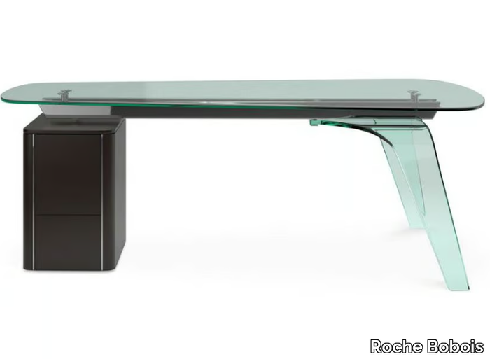 AGAPE - Tempered glass writing desk with drawers _ Roche Bobois